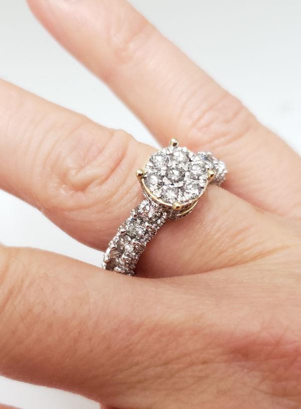 3.25ct T.W. Diamond Composite Flower Cluster Engagement Ring In 14k Gold