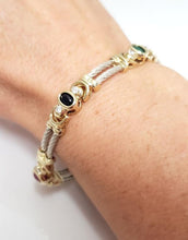 Load image into Gallery viewer, 14k White &amp; Yellow Gold Gemstone Cable Bracelet
