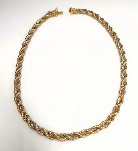14k Yellow & White Gold 6mm Cashmere Rope Choker Necklace 16"