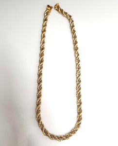 14k Yellow & White Gold 6mm Cashmere Rope Choker Necklace 16"