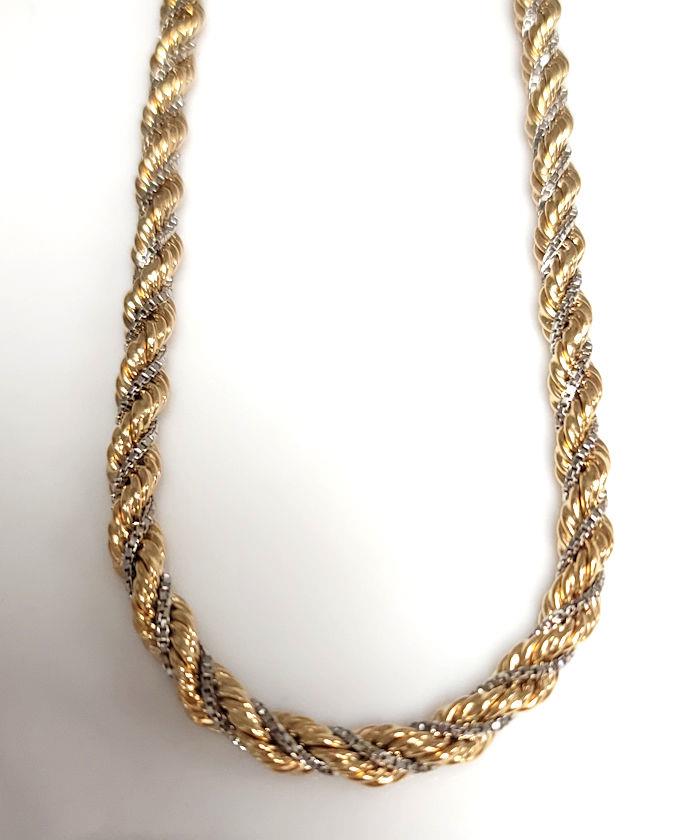 14k Yellow & White Gold 6mm Cashmere Rope Choker Necklace 16