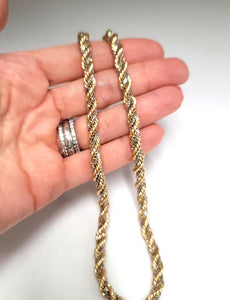 14k Yellow & White Gold 6mm Cashmere Rope Choker Necklace 16"