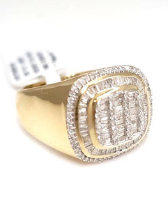 1.00ct T.W. Baguette & Round Diamond Cushion Frame Ring In 10k Yellow Gold