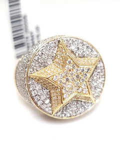 Mens 2.50ct T.W. Diamond Raised Star Ring In 14k Yellow Gold