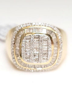 1.00ct T.W. Baguette & Round Diamond Cushion Frame Ring In 10k Yellow Gold