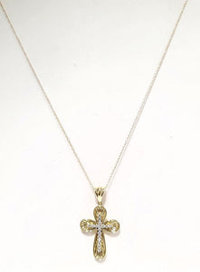 15t Diamond Modern Cross Necklace In 10k Yellow Gold 18"