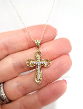 Load image into Gallery viewer, 15t Diamond Modern Cross Necklace In 10k Yellow Gold 18&quot;
