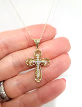 Load image into Gallery viewer, 15t Diamond Modern Cross Necklace In 10k Yellow Gold 18&quot;
