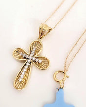 Load image into Gallery viewer, 15t Diamond Modern Cross Necklace In 10k Yellow Gold 18&quot;
