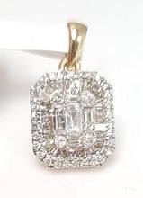 Load image into Gallery viewer, 14k Yellow Gold .50ct Diamond Emerald Shape Baguette &amp; Round Pendant

