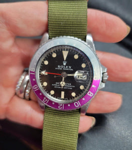 1966 Vintage Rolex GMT Master 1675 Fuchsia Pepsi Long E Rare Matte Watch 1675
