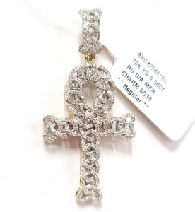 .50ct Diamond Infinity Ankh Cross Pendant In 10k Yellow Gold