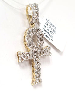 .50ct Diamond Infinity Ankh Cross Pendant In 10k Yellow Gold