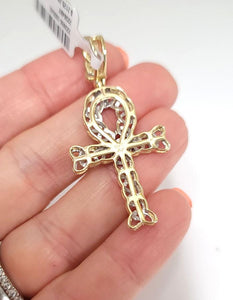 .50ct Diamond Infinity Ankh Cross Pendant In 10k Yellow Gold