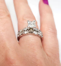 Load image into Gallery viewer, 2.00ct T.W Princess Cut Diamond Engagement Bridal Set In 14k White Gold
