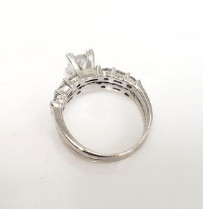 2.00ct T.W Princess Cut Diamond Engagement Bridal Set In 14k White Gold