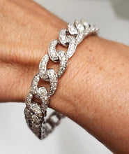 Load image into Gallery viewer, Mens 6.00ct Diamond Curb Link Chain Bracelet In 10k White Gold
