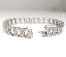 Load image into Gallery viewer, Mens 6.00ct Diamond Curb Link Chain Bracelet In 10k White Gold
