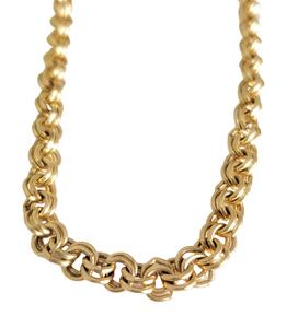 10k Yellow Gold Double Circle Link Chain Necklace 31"
