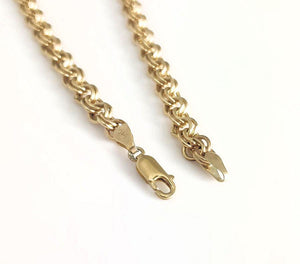 10k Yellow Gold Double Circle Link Chain Necklace 31"