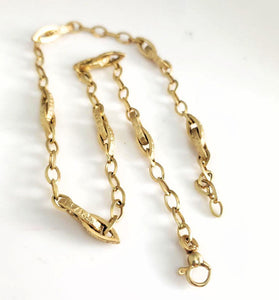14k Italian Yellow Gold Oval Hollow Link Chain Necklace 18"
