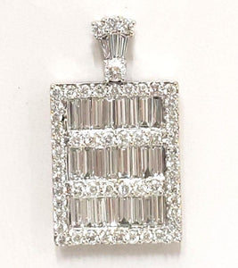 18k White Gold 4.00ct Diamond Baguette Pendant