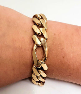 14k Yellow Gold 14mm Hollow Figaro Bracelet 7 1/4"