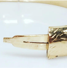 Load image into Gallery viewer, 14k Yellow Gold Hard Oval Bangle Bracelet 10.8mm 6 3/4&quot; (small dent)
