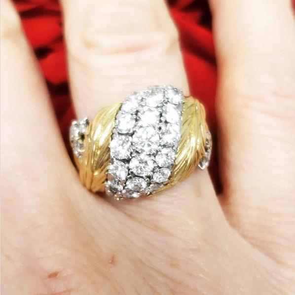 1 1/2ct Diamond Leaf Ring in 18k Yellow Gold & Platinum (VS/FG)