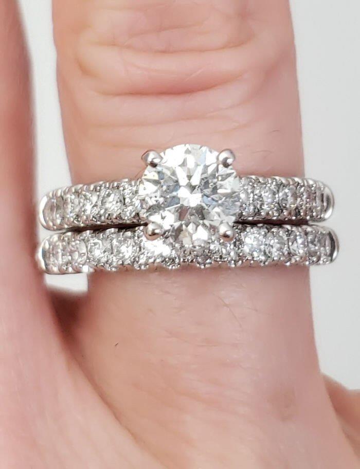 GIA 2.00ct T.W. Round Diamond Engagement Ring Bridal Set in 14k White Gold