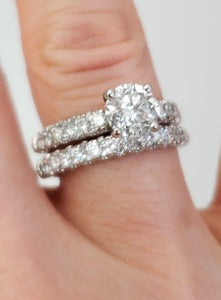 GIA 2.00ct T.W. Round Diamond Engagement Ring Bridal Set in 14k White Gold