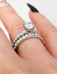 GIA 2.00ct T.W. Round Diamond Engagement Ring Bridal Set in 14k White Gold