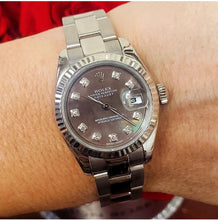 Load image into Gallery viewer, Ladies Rolex Datejust 18k White Gold Mother of Pearl Diamond Dial Oyster 179179

