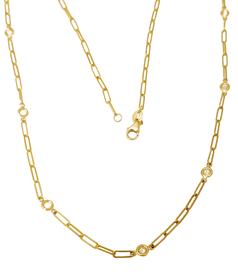 14k Yellow Gold .55ct Diamond Paperclip Necklace 18 1/2
