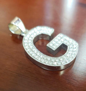 Custom-Made Letter G 1 1/4ct Diamond Pendant in 14k White Gold