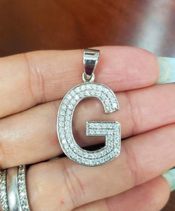 Custom-Made Letter G 1 1/4ct Diamond Pendant in 14k White Gold