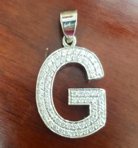 Custom-Made Letter G 1 1/4ct Diamond Pendant in 14k White Gold