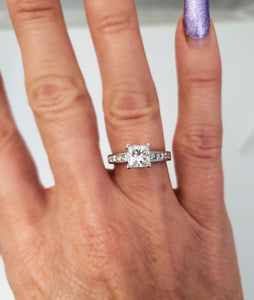EGL Certified 1.03ct Princess Diamond Engagement Ring 1/2ct Accents