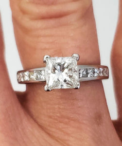EGL Certified 1.03ct Princess Diamond Engagement Ring 1/2ct Accents