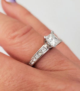 EGL Certified 1.03ct Princess Diamond Engagement Ring 1/2ct Accents