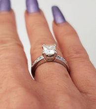 Load image into Gallery viewer, EGL Certified 1.03ct Princess Diamond Engagement Ring 1/2ct Accents
