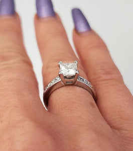 EGL Certified 1.03ct Princess Diamond Engagement Ring 1/2ct Accents