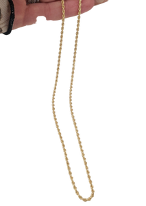 18K Yellow Gold 2.2mm Diamond Cut Rope Chain Necklace 17 1/2"