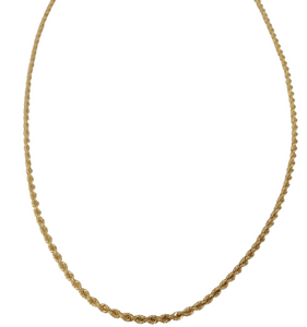 18K Yellow Gold 2.2mm Diamond Cut Rope Chain Necklace 17 1/2"