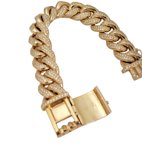 Mens 15ct T.W. Diamond XL 20mm Cuban Link Bracelet in 14k Gold 9"