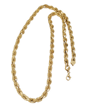 Load image into Gallery viewer, Mens 8mm Diamond Cut Solid Rope Chain Necklace in 10k Yellow Gold 28&quot;
