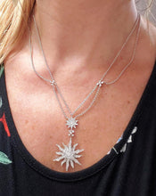 Load image into Gallery viewer, 2.00ct Diamond Flower &amp; Star Drop Necklace in 14k White Gold 18&quot;
