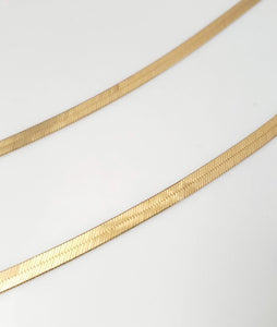 14k Yellow Gold Herringbone Chain Necklace 6mm 20"