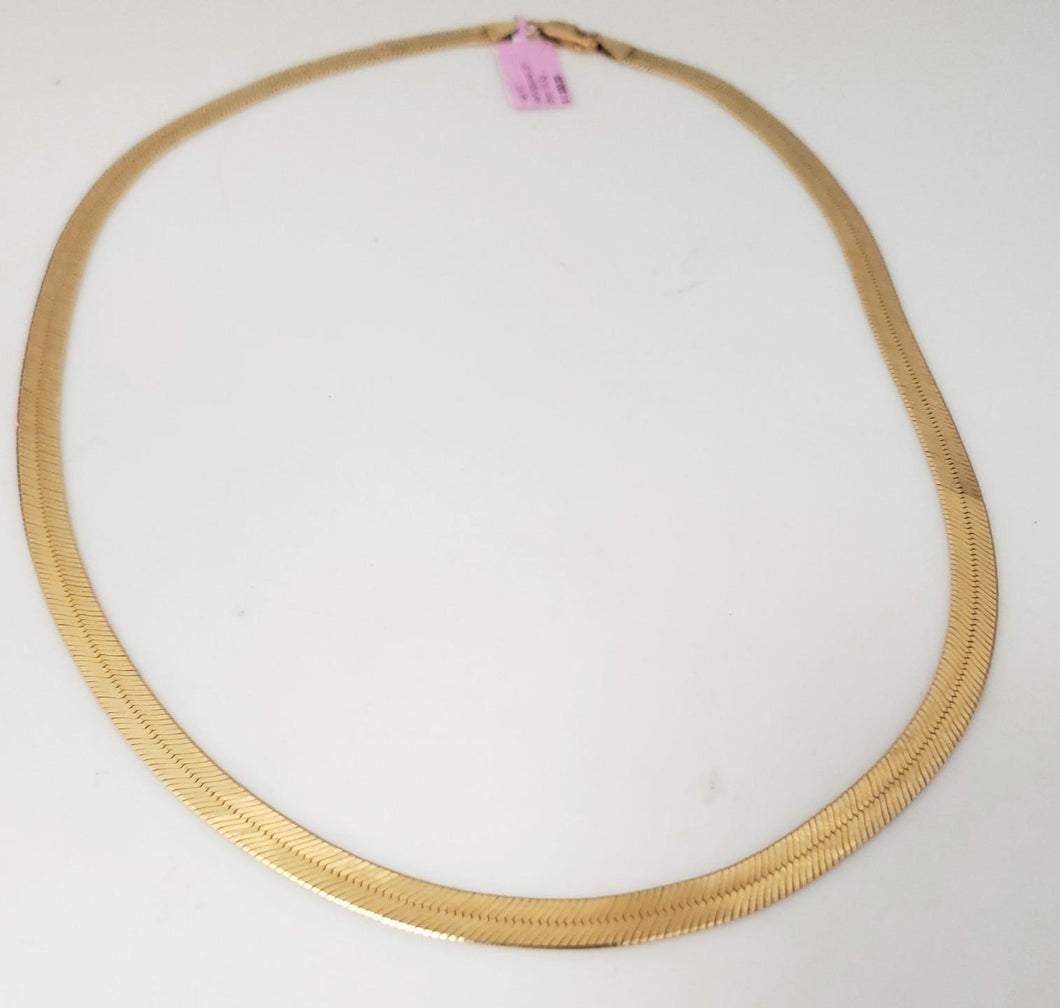 14k Yellow Gold Herringbone Chain Necklace 6mm 20