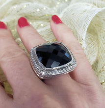 Load image into Gallery viewer, David Yurman Black Onyx &amp; Diamond 26mm Albion Ring Sterling Silver 925
